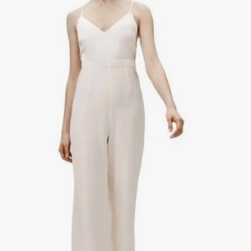 BHLDN Ivory Wide Leg Jumpsuit